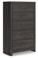 Hollivern - 4 Pc. - Twin Panel Storage Bed, Dresser, Mirror And Chest - Dark Gray