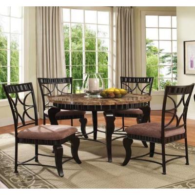 Acme Furniture Round Galiana Dining Table with Faux Marble Top & Trestle Base 18285 IMAGE 2