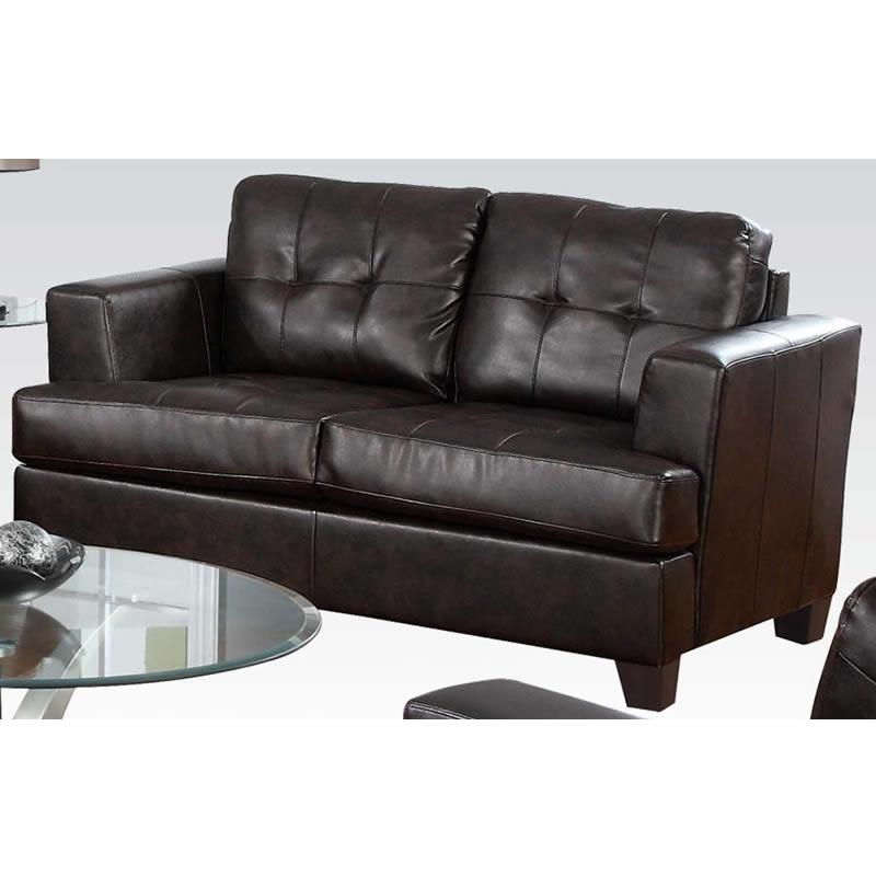 Acme Furniture Platinum Brown Stationary Bonded Leather Loveseat 15071B IMAGE 1