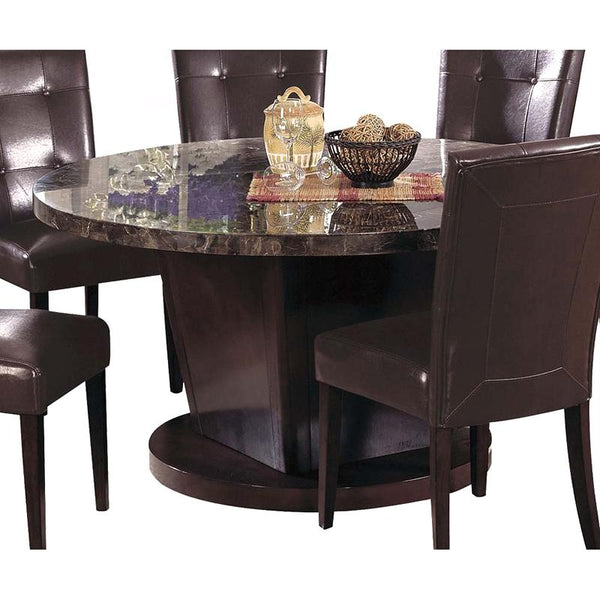Acme Furniture Round Dining Table with Marble Top & Pedestal Base 7003 IMAGE 1