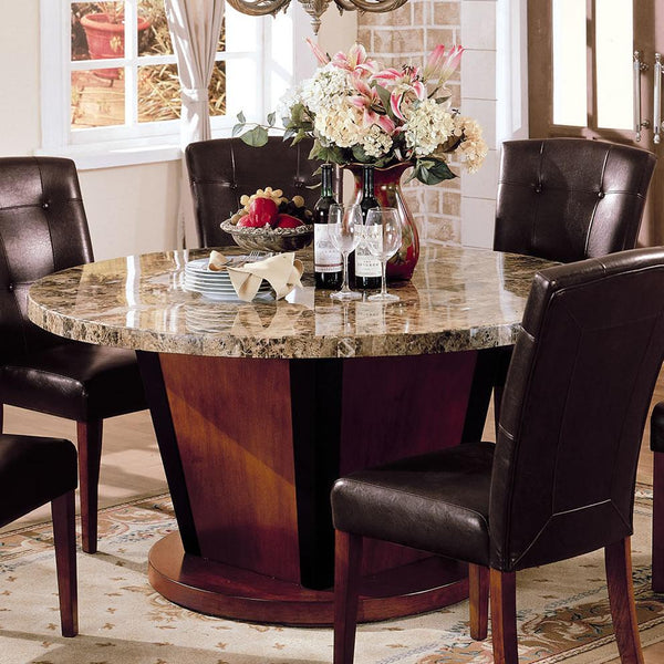 Acme Furniture Round Bologna Dining Table with Marble Top & Pedestal Base 17040 IMAGE 1