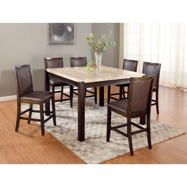 Acme Furniture Square Charissa Counter Height Dining Table with Marble Top 70755 IMAGE 1