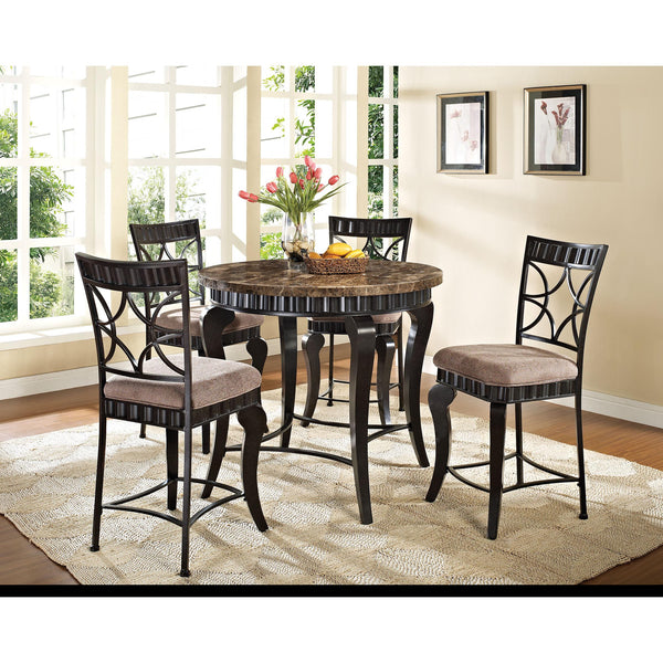 Acme Furniture Round Galiana Counter Height Dining Table with Marble Top & Trestle Base 18290 IMAGE 1