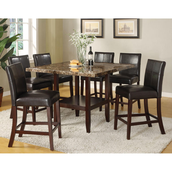 Acme Furniture Square Idris Counter Height Dining Table with Marble Top & Trestle Base 70355 IMAGE 1