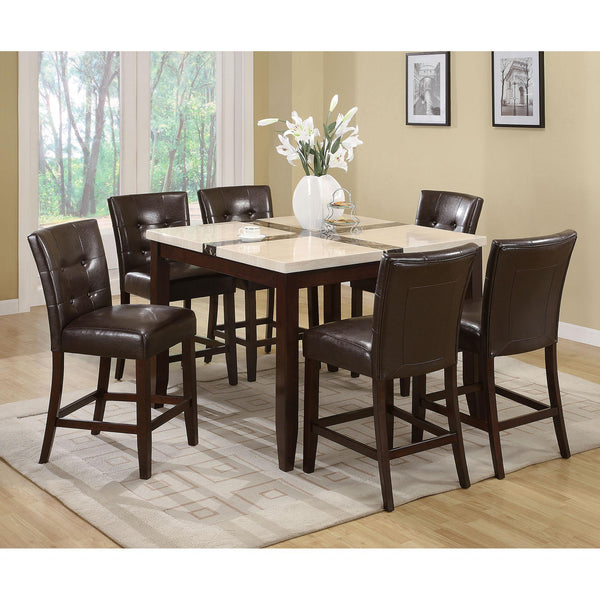 Acme Furniture Square Justin Counter Height Dining Table with Marble Top 16555 IMAGE 1