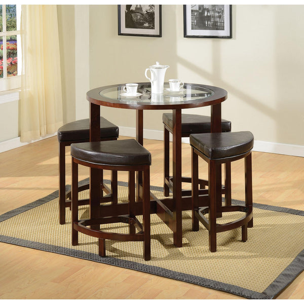 Acme Furniture Round Patia Counter Height Dining Table with Glass Top & Trestle Base 70360 IMAGE 1