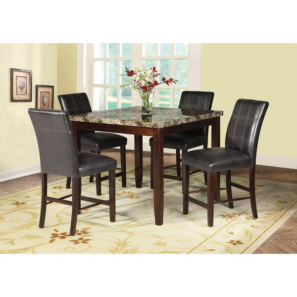 Acme Furniture Square Rolle Counter Height Dining Table with Faux Marble Top 71075 IMAGE 1
