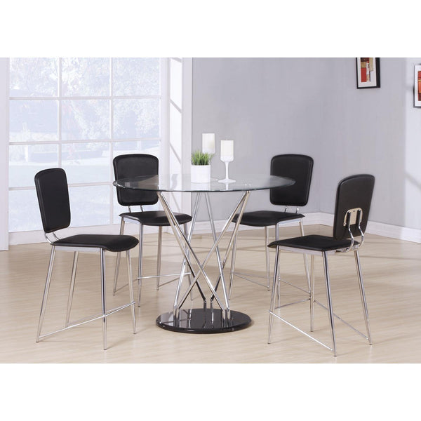 Acme Furniture Round Ronli Counter Height Dining Table with Glass Top & Trestle Base 70930 IMAGE 1