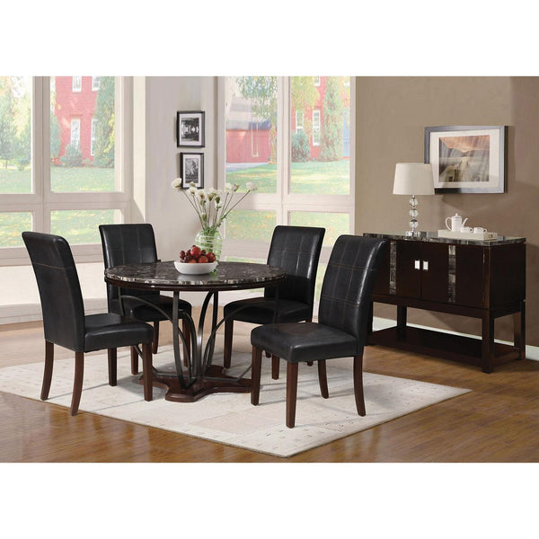 Acme Furniture Round Amelia Dining Table with Faux Marble Top & Trestle Base 71240 IMAGE 1