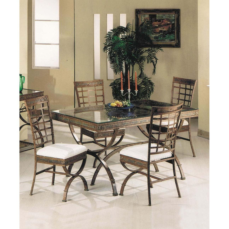Acme Furniture Egyptian Dining Table with Glass Top & Trestle Base 08630 IMAGE 2