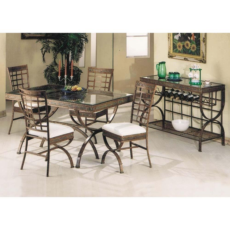 Acme Furniture Egyptian Dining Table with Glass Top & Trestle Base 08630 IMAGE 3