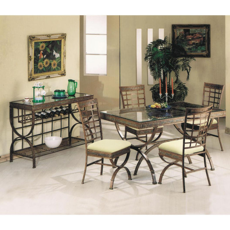 Acme Furniture Egyptian Dining Table with Glass Top & Trestle Base 08630 IMAGE 4