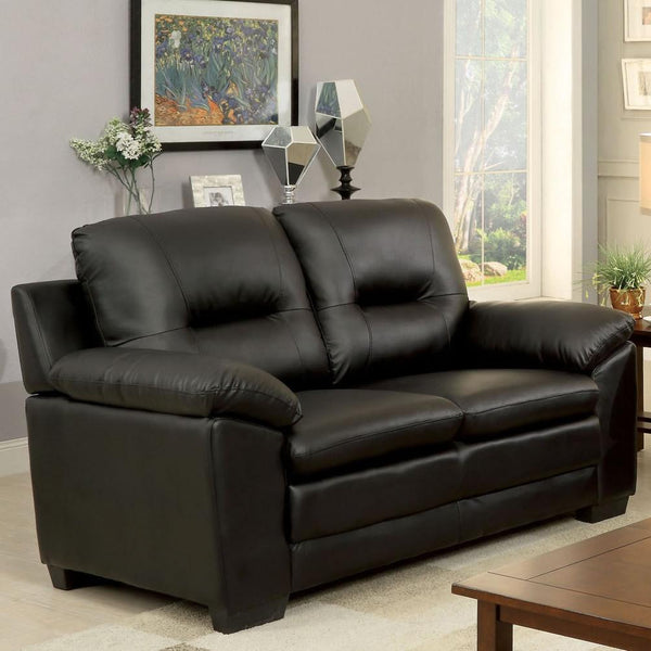 Furniture of America Parma Stationary Leather Loveseat CM6324BK-LV IMAGE 1