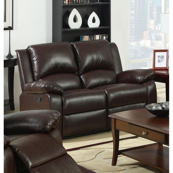 Furniture of America Oxford Manual Reclining Leather Loveseat CM6555-L IMAGE 1