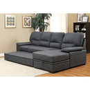 Furniture of America Alcester Stationary Faux Leather Sleeper Sectional CM6908BK-SET IMAGE 3