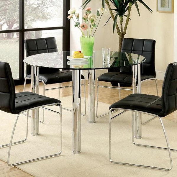 Furniture of America Round Kona I Dining Table with Glass Top CM8320T-TABLE IMAGE 1