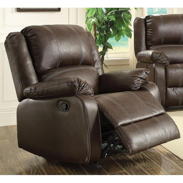 Acme Furniture Zuriel Rocker Leather Look Recliner with Wall Recline 52282 IMAGE 1