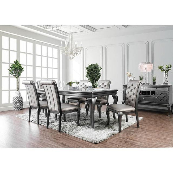 Furniture of America Amina Dining Table with Glass Top CM3219GY-T IMAGE 1