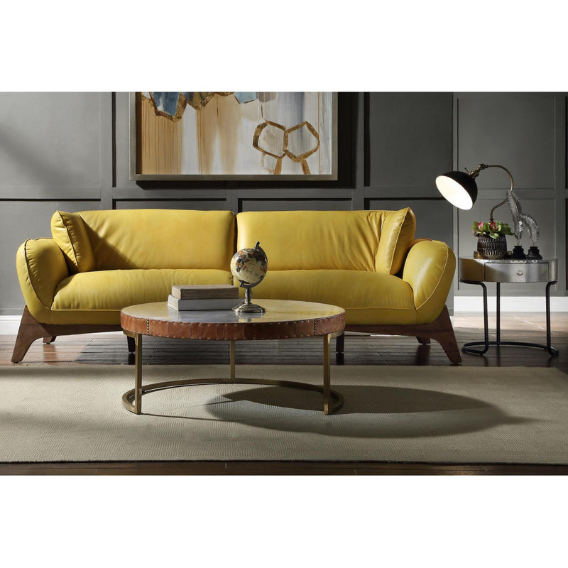 Acme Furniture Pesach Stationary Leather Sofa 55075 IMAGE 4