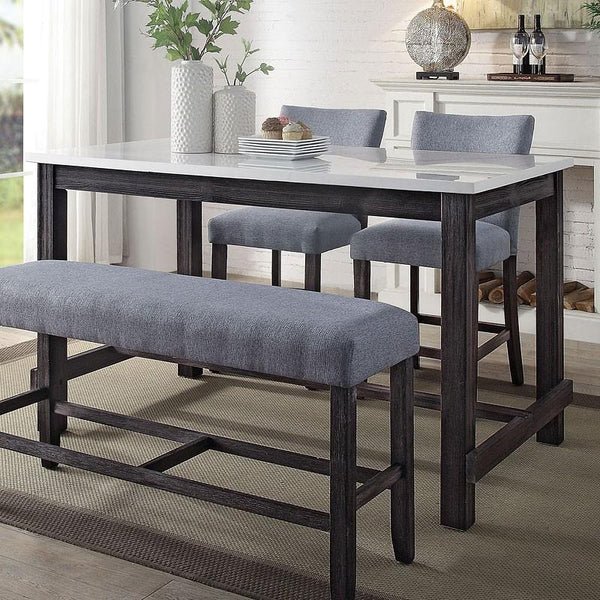 Acme Furniture Yelena Counter Height Dining Table with Marble Top and Trestle Base 72940 IMAGE 1