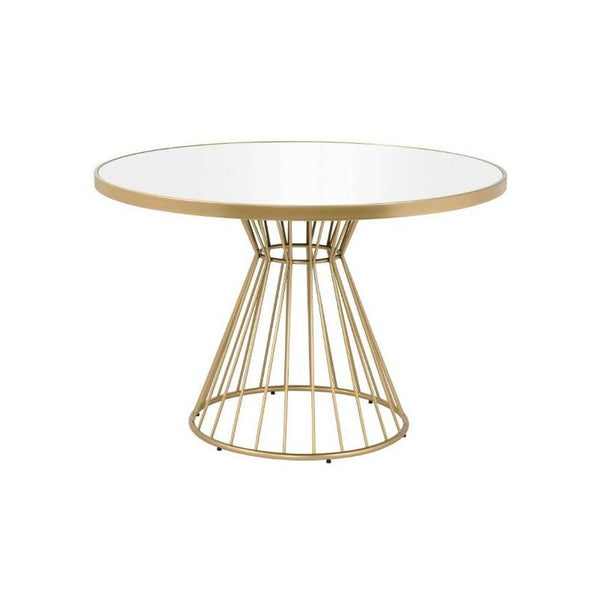 Acme Furniture Round Chuchip Dining Table with Mirror Top and Pedestal Base 72945 IMAGE 1