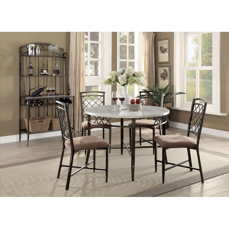 Acme Furniture Round Aldric Dining Table with Marble Top 73000 IMAGE 5